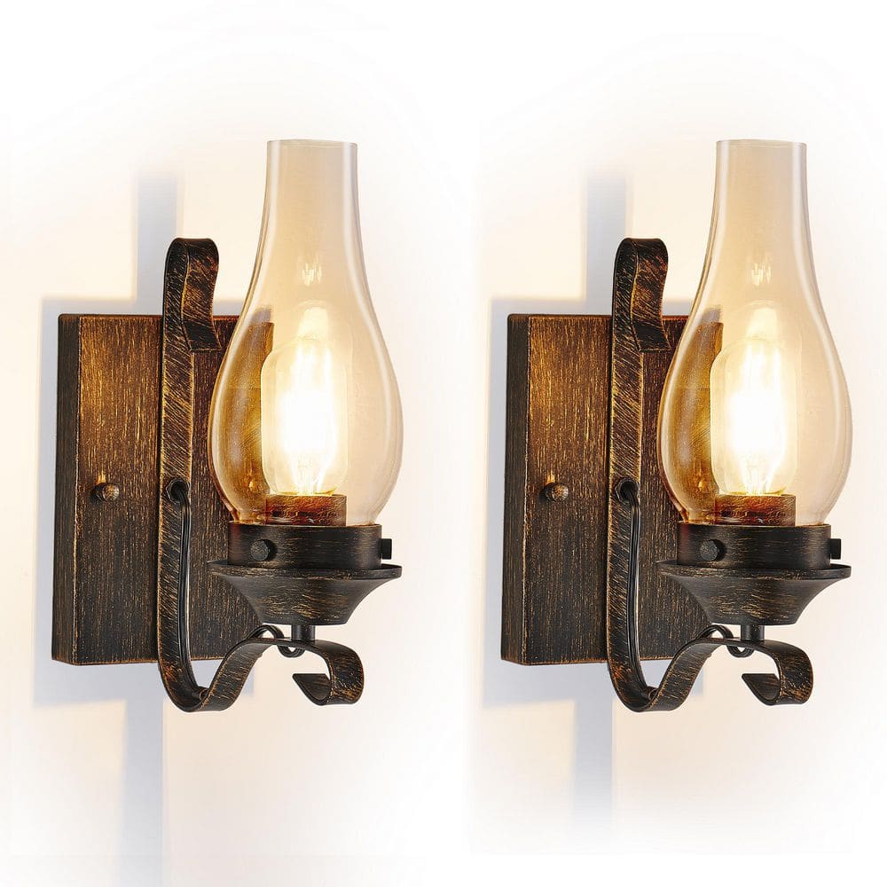 4.7 in. 2 Black and Gold Modern Enabled Wall Sconce with Clear Glass Shade, No Bulbs Included price history on PriceWatchPro