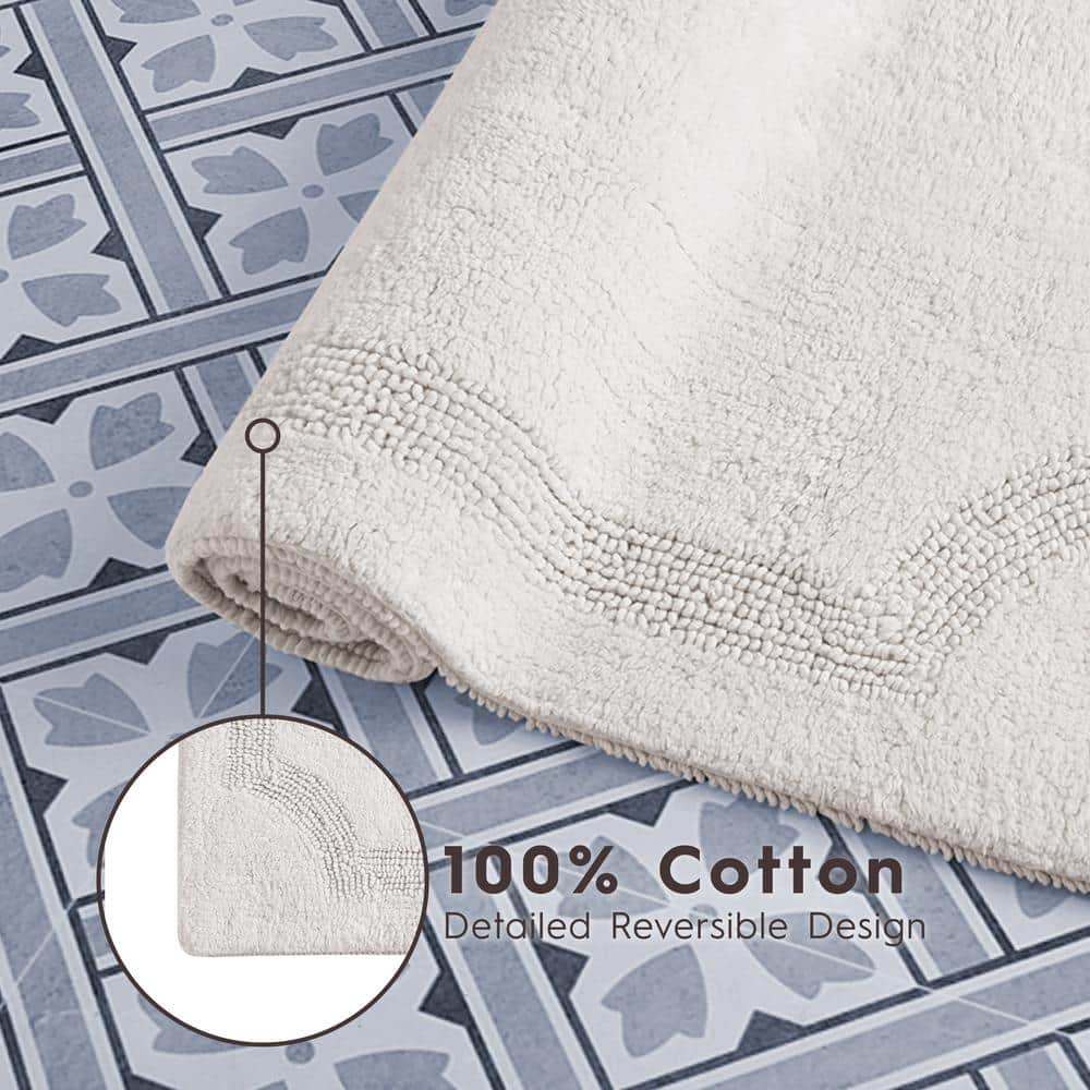 Ivory Reversible Cotton Bath Rug Set of 2