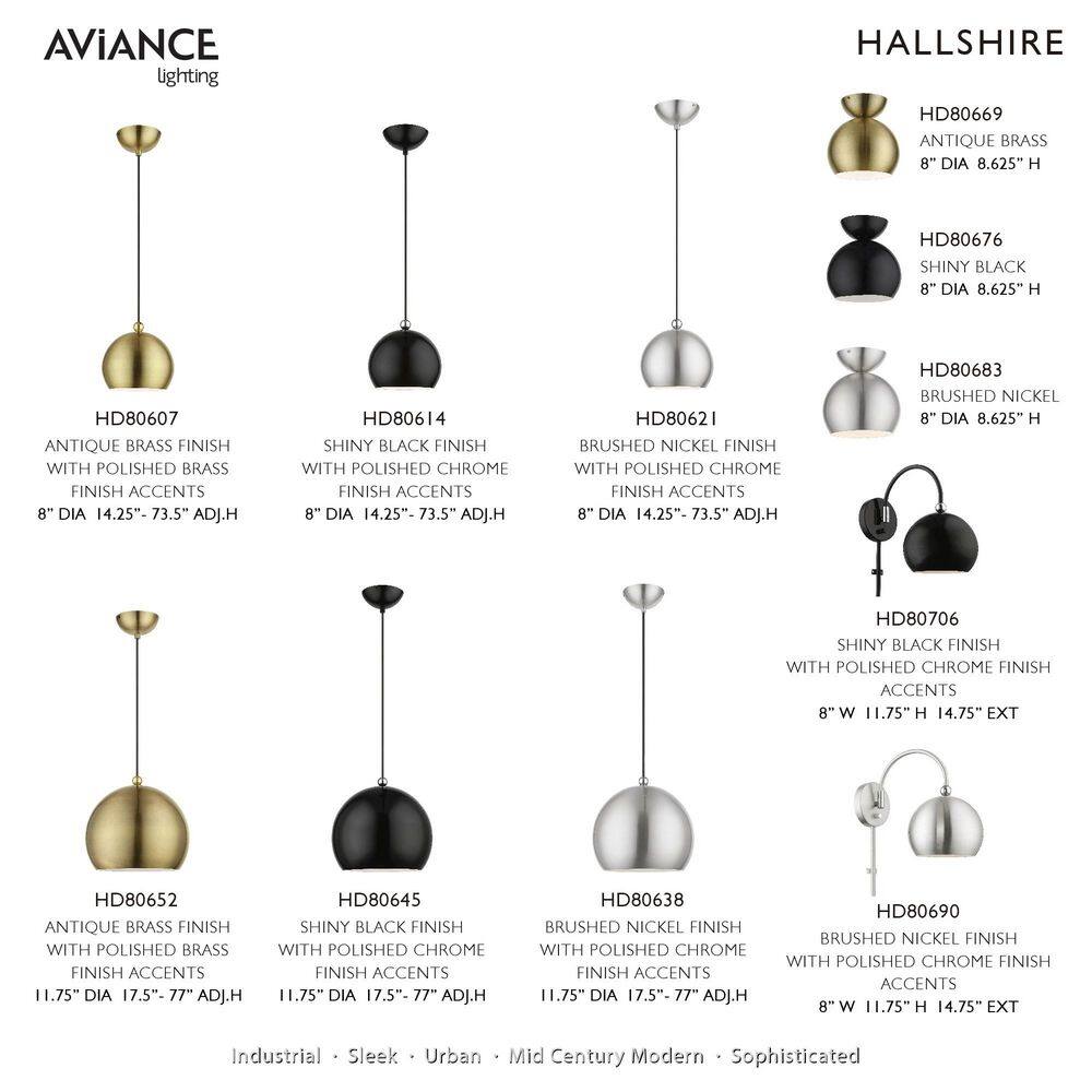 Stockton Mini Globe Pendant in Antique Brass with Polished Accents