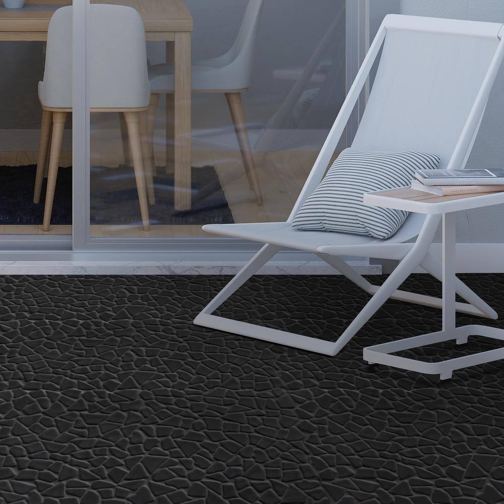 12" x 12" Black Matte Glass Pebble Mosaic Tile