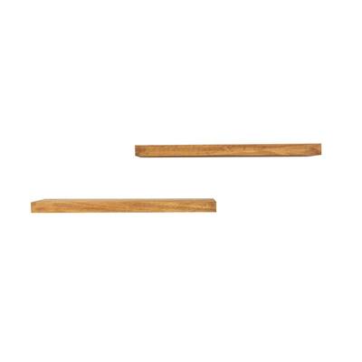 Del Hutson True Float 5.5 in. x 24 in. x 2 in. Walnut Pine Floating Decorative Wall Shelf with Brackets (Set of 2)