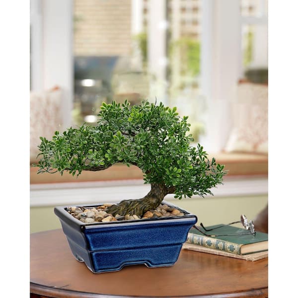 Artificial 9 ft. Bonsai Tree Indoor Artificial Plant Tree in Blue