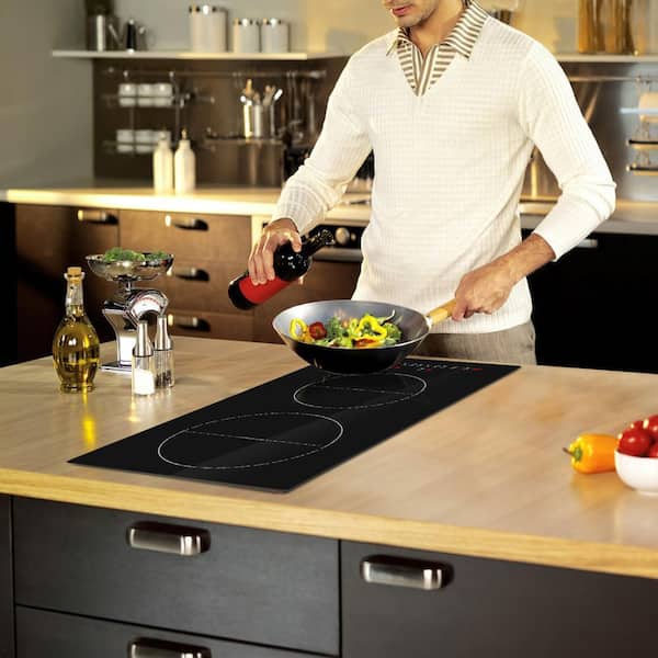 Electric Cooktop, 2 Burners, 12 in. Induction Stove Top, Built-in Magnetic Cooktop 3000 W, 9 Heating Level Burner