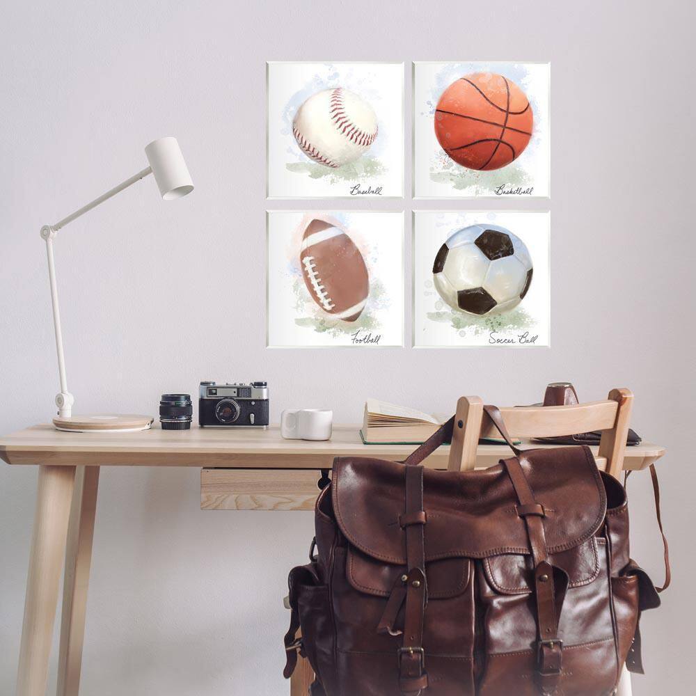 Soft Pastel Sports Balls by Matthew Piotrowicz 4 Piece Unframed Sports Graphic Art Print 12 in. x 12 in. price history on PriceWatchPro