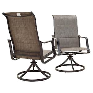 Swivel Metal Outdoor Dining Chair in Grey (2-Pack)