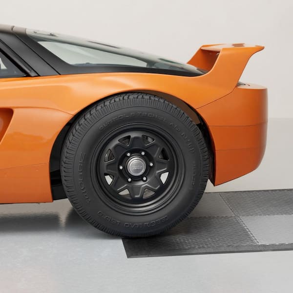 Male Garage Floors Transition Edge Kit, 12Edges and 4Corners,PVC Interlocking Modular Garage Floor Edging Slip-Resistant