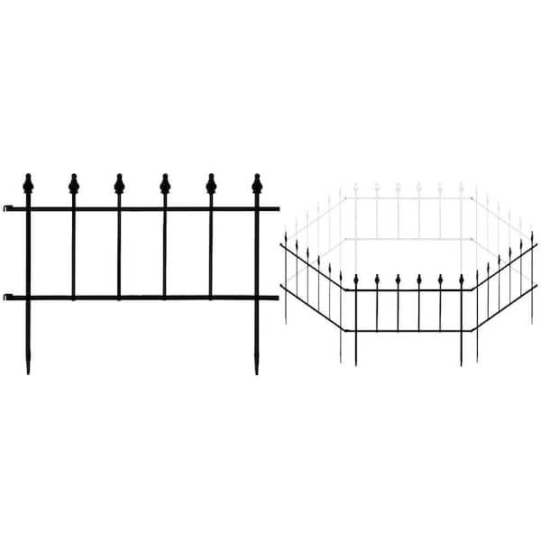 Decorative 17 in. Heavy Duty Metal Garden Fence 5-Panels Animal Barrier Rustproof Easy Installation 10ft Long
