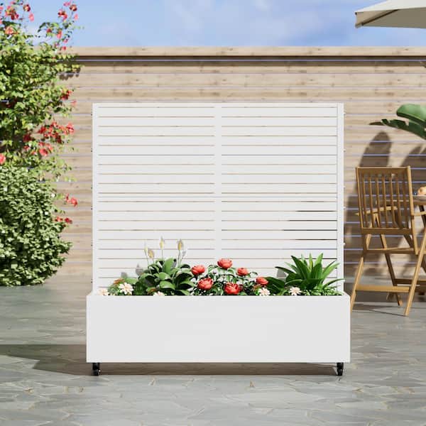Dovelina 49 in. x16 in. x47 in. White Metal Iron Planter Box with