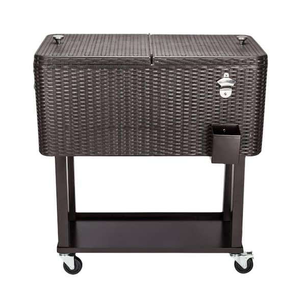 Movisa 80 qt. Outdoor Rolling Party Iron Spray Cooler Cart Ice Bee ...