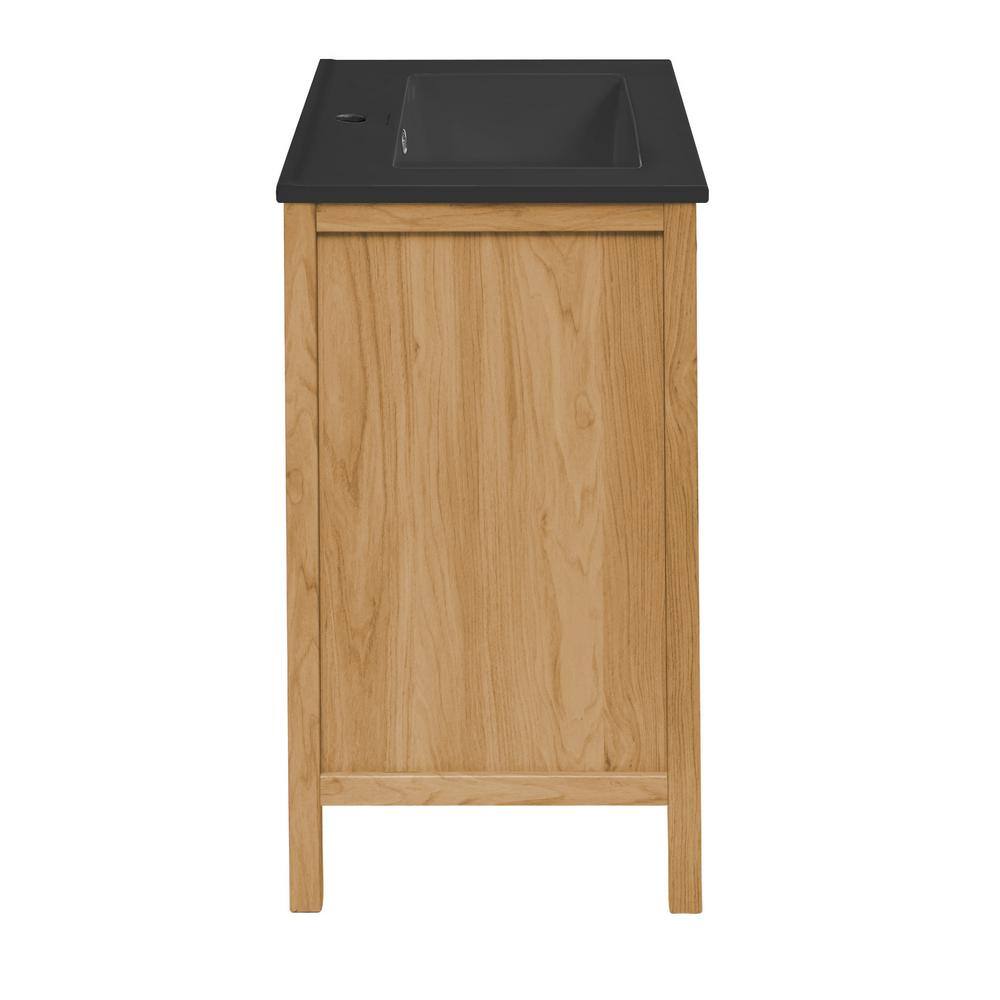 Château Natural Oak Bathroom Vanity with Black Ceramic Sink Top