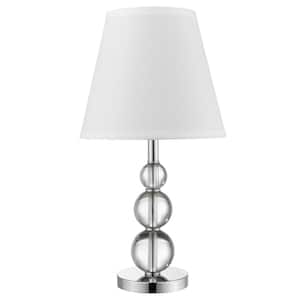 Palla 20 in. 1-Light Crystal And Polished Chrome Accent Table Lamp With White Linen Shade