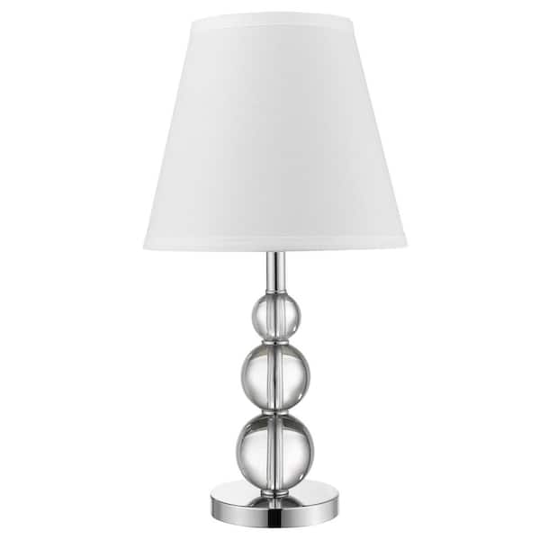 Trend Lighting Palla 20 in. 1-Light Crystal And Polished Chrome Accent Table Lamp With White Linen Shade