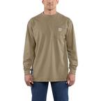 Men's Regular Large Khaki FR Force Cotton Long Sleeve T-Shirt
