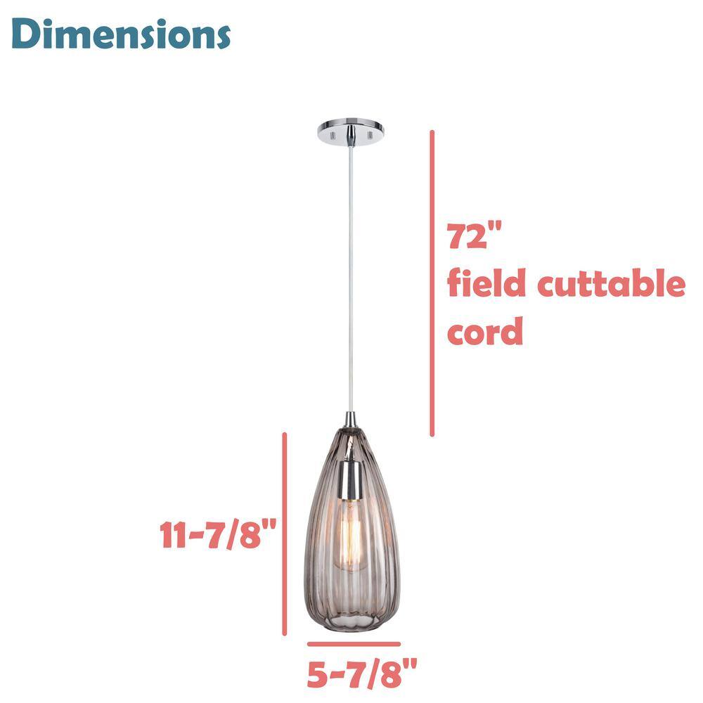 Smoke Glass and Chrome Mini Pendant Light for Indoor Use