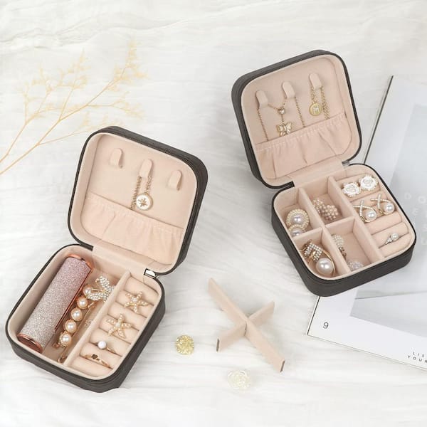 Black Portable PU Leather Mini Jewelry Box YJ00658 - The Home Depot