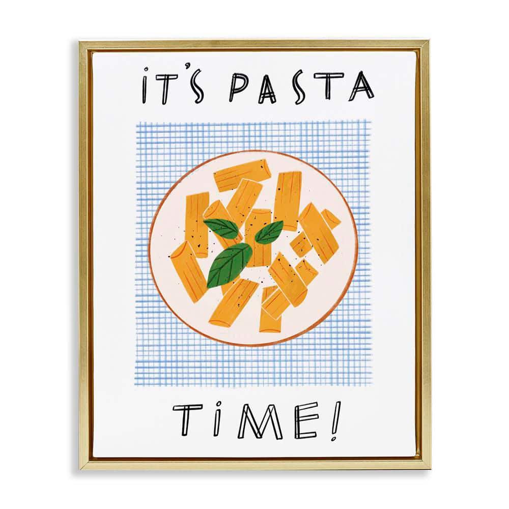 Pasta Time Phrase by Marina Astudillo Gold Floater Frame Food Graphic Art Print 31 in. x 25 in. price history on PriceWatchPro