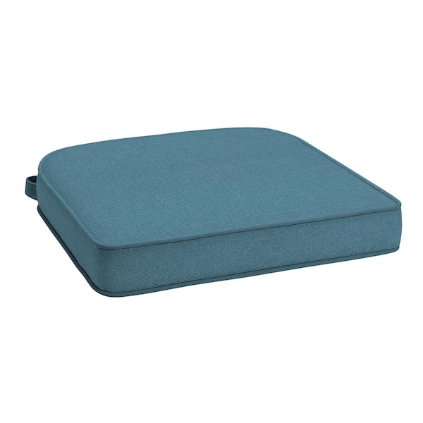 ARDEN Foam Outdoor Double Welted Round Back Seat Cushion 20 x 19 Made with ProFoam, Denim Blue Woven Solid