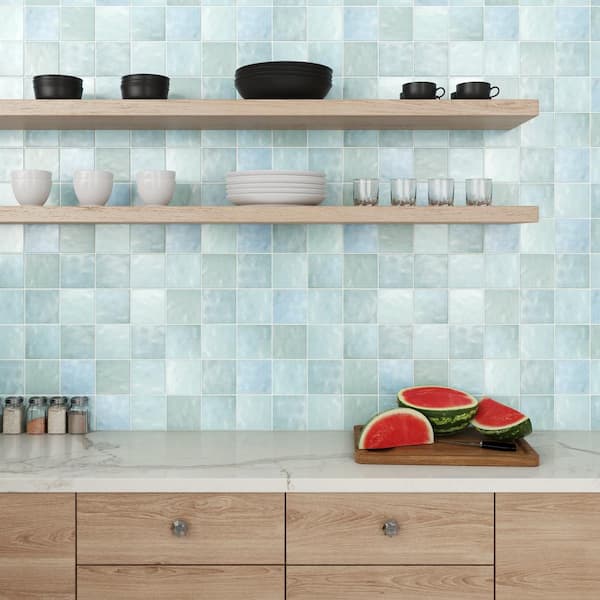 Sample-Cloe Glossy Baby Blue 4 in. x 5 in. Ceramic Wall Subway Tile