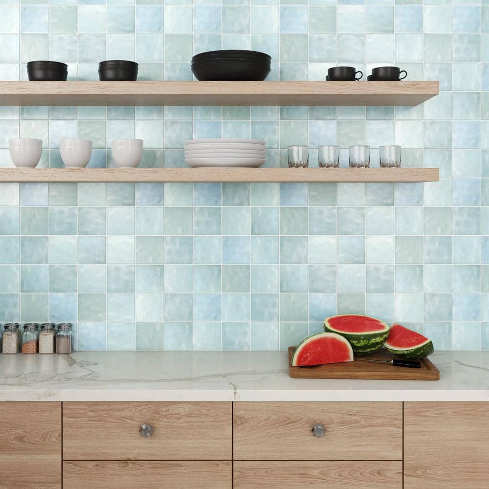 Baby Blue Gloss Ceramic 5" x 5" Wall Tile Pack
