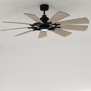 Gentry 60 in. Indoor Weathered Zinc Downrod Mount Ceiling Fan with Integrated LED with Wall Control Included