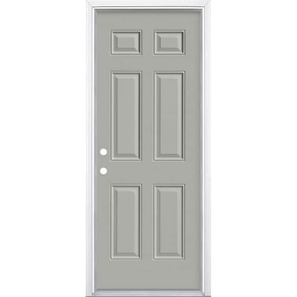 Masonite 32 in. x 80 in. 6-Panel Right-Hand Inswing Painted Steel Prehung Front Exterior Door with Brickmold