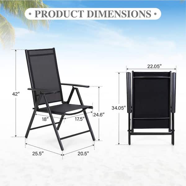 PHI VILLA 5-Piece Metal Patio Outdoor Dining Set with Black