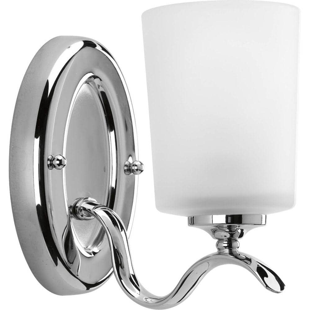 Inspire Collection 1-Light Polished Chrome Etched Glass Traditional Bathroom Wall Sconce price history on PriceWatchPro