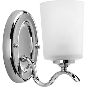 Inspire Collection 1-Light Polished Chrome Etched Glass Traditional Bathroom Wall Sconce