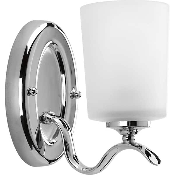 Progress Lighting Inspire Collection 1-Light Polished Chrome Etched Glass Traditional Bathroom Wall Sconce
