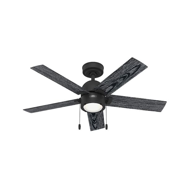 Hunter Erling 44 in. LED Indoor Matte Black Ceiling Fan with Light Kit Included