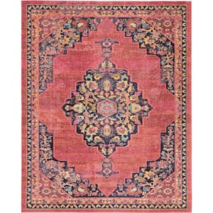 Passionate Pink/Flame 8 ft. x 10 ft. Persian Vintage Area Rug
