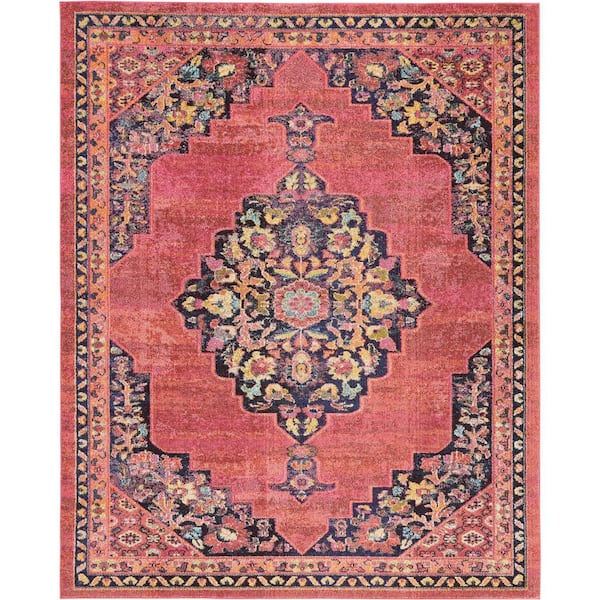 Passionate Pink/Flame 8 ft. x 10 ft. Persian Vintage Area Rug