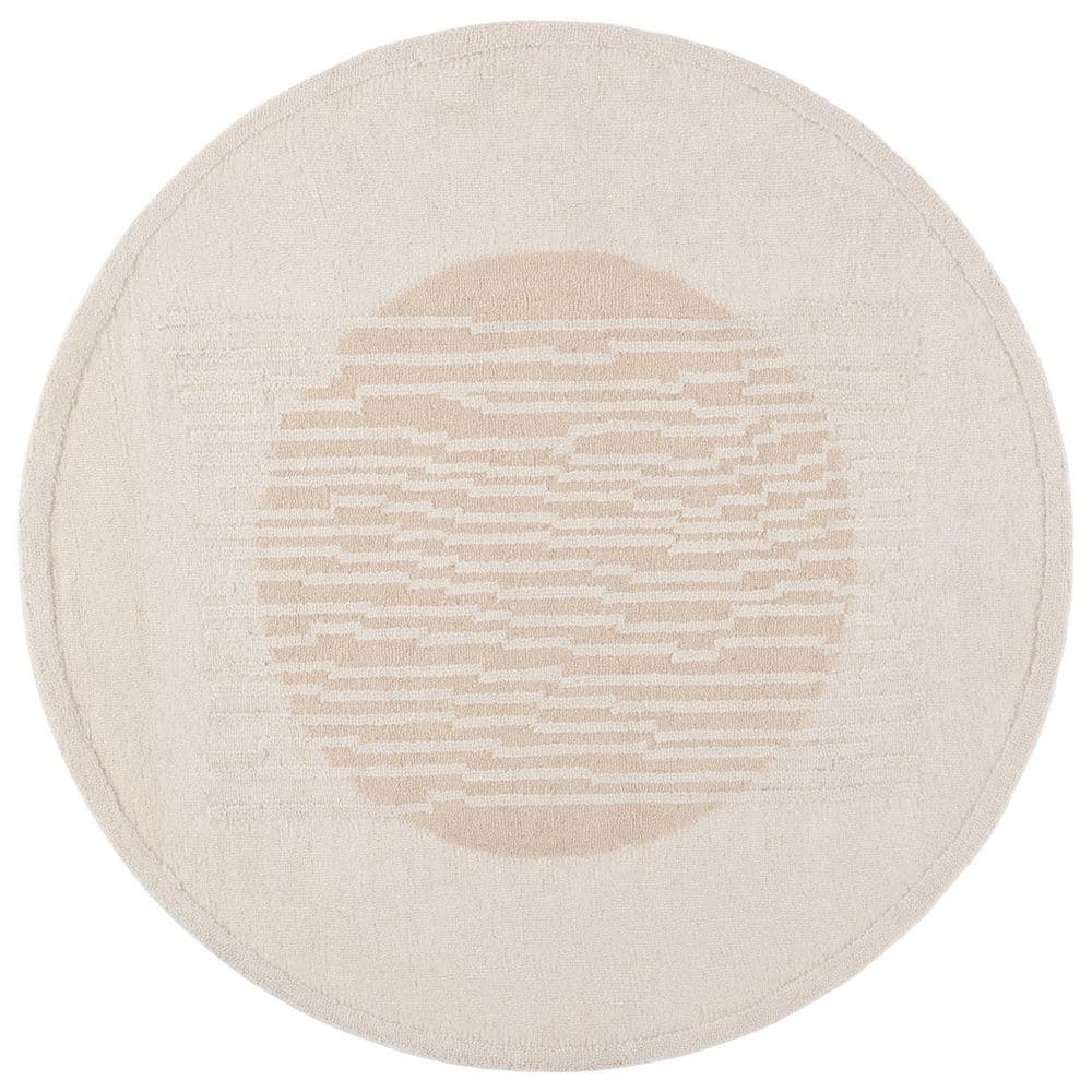 Rodeo Drive 6 ft. x 6 ft. Ivory/Beige Wavy Striped Solid Round Area Rug price history on PriceWatchPro