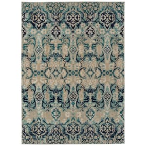Zuma Beach Collection Blue 5 ft. 3 in. x 7 ft. 3 in. Rectangle Indoor/Outdoor Area Rug