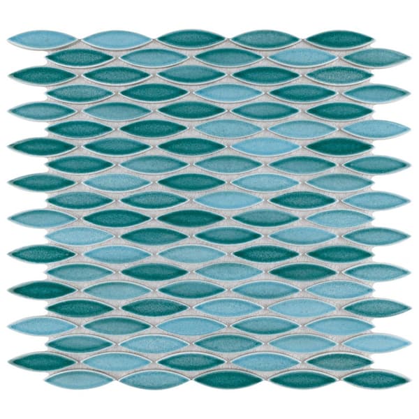 Merola Tile Pescado Glossy Agua 6 in. x 6 in. Porcelain Mosaic Take Home Tile Sample