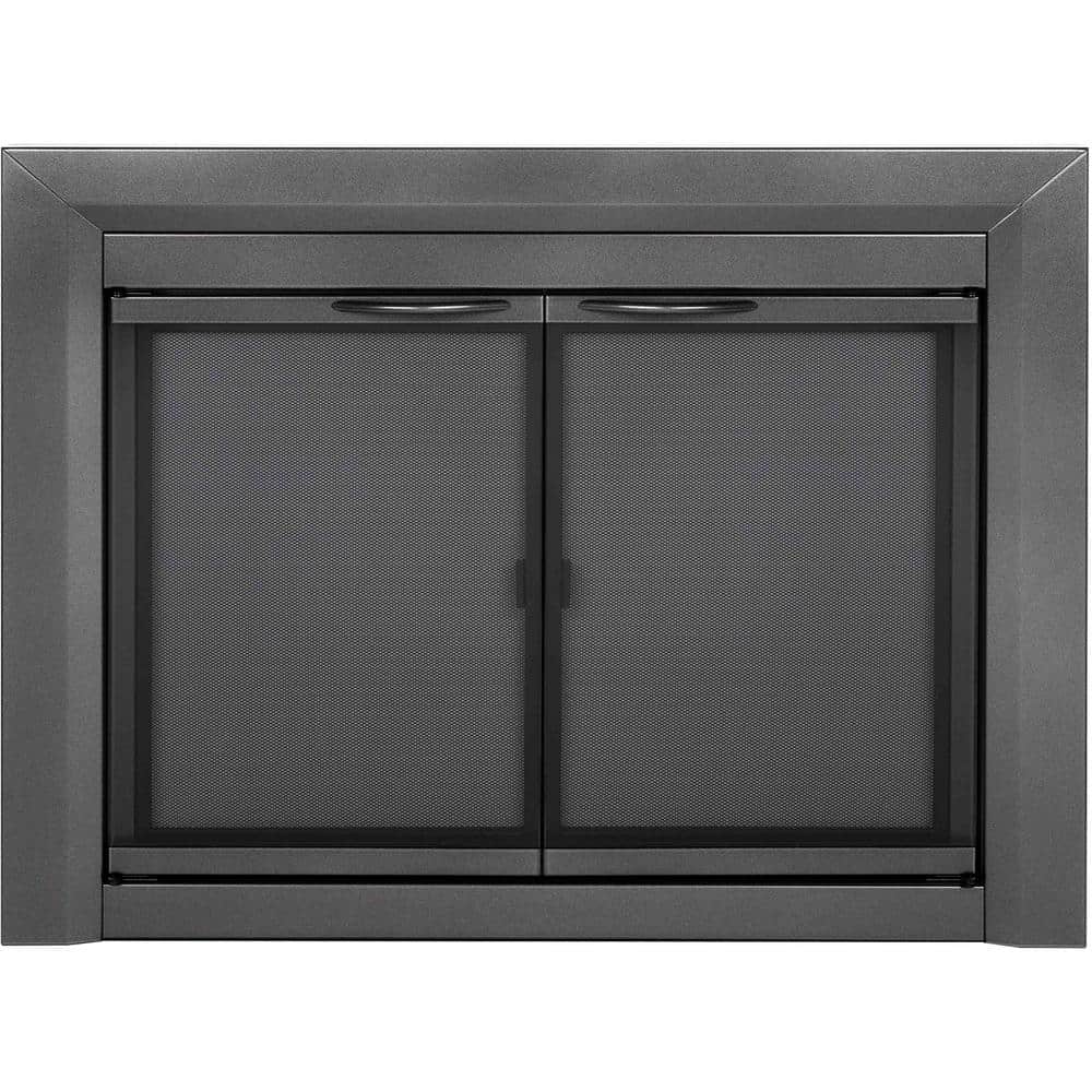 Pleasant Hearth Carlisle Small Gunmetal Glass Fireplace Doors CL3000GM
