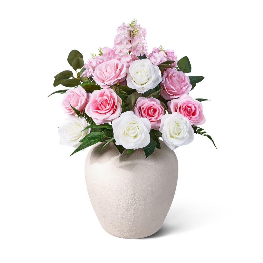 DR.Planzen 24in.Faux Silk Artificial Pink Rose Flowers UV