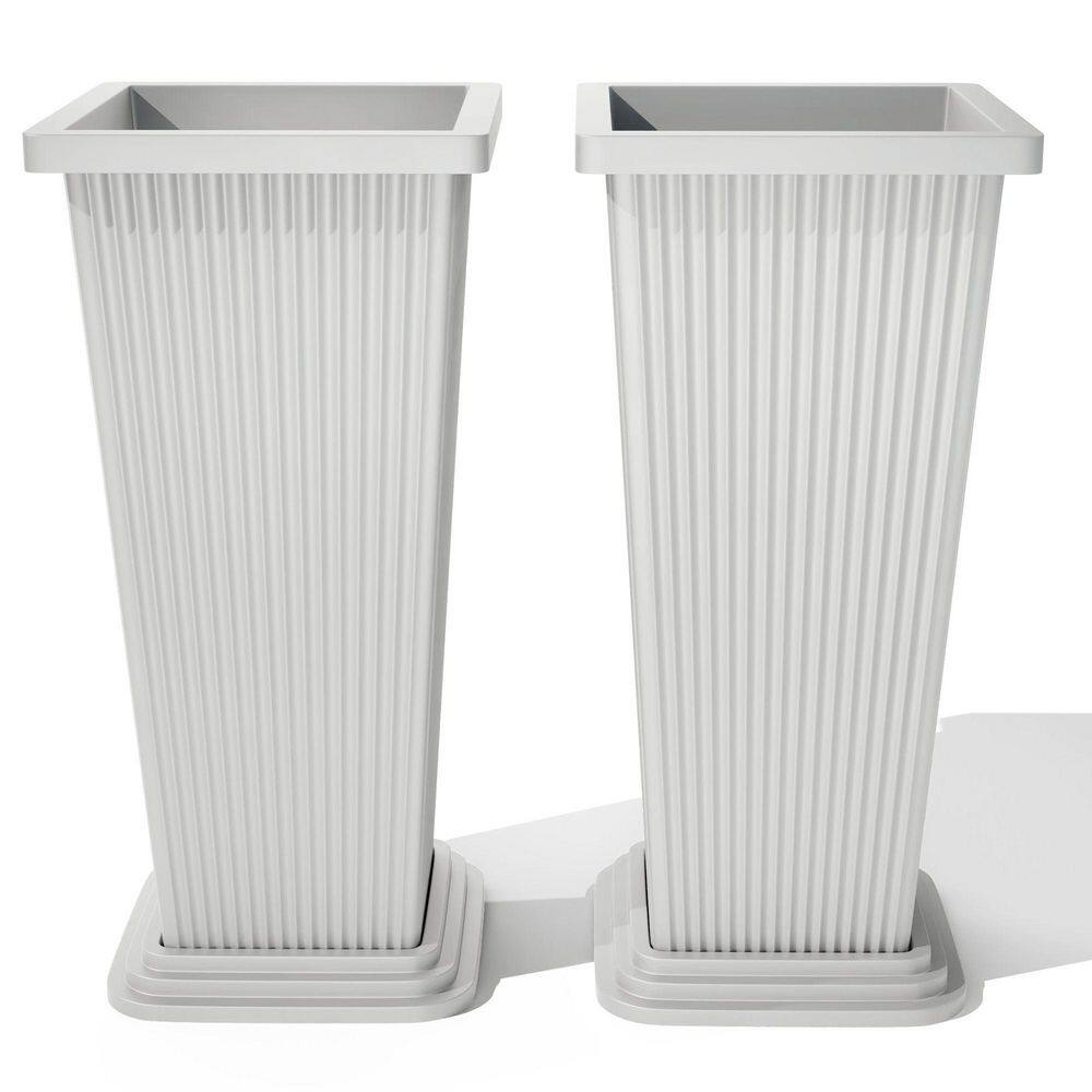 Extra Tall 24 in. White Planter Set of 2-Large Indoor/Outdoor Decor Planter price history on PriceWatchPro