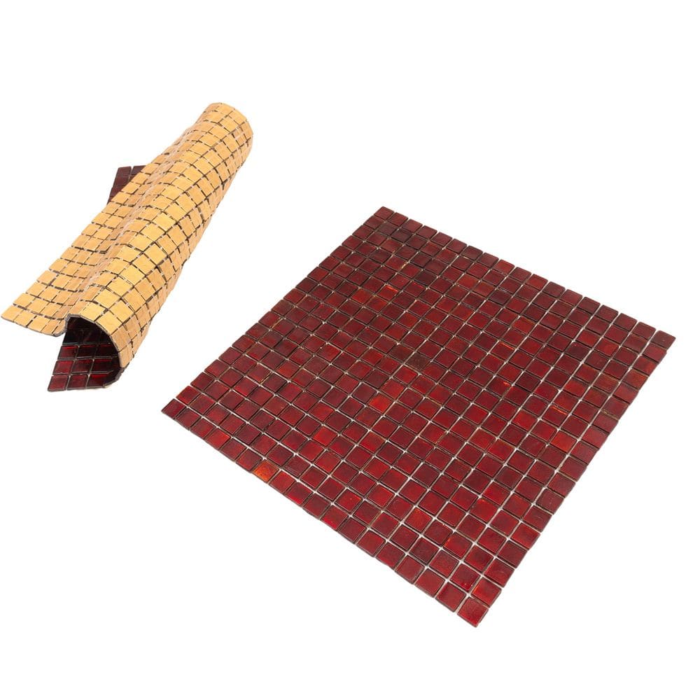 Ruby Red Iridescent Glass Mosaic Wall and Floor Tile