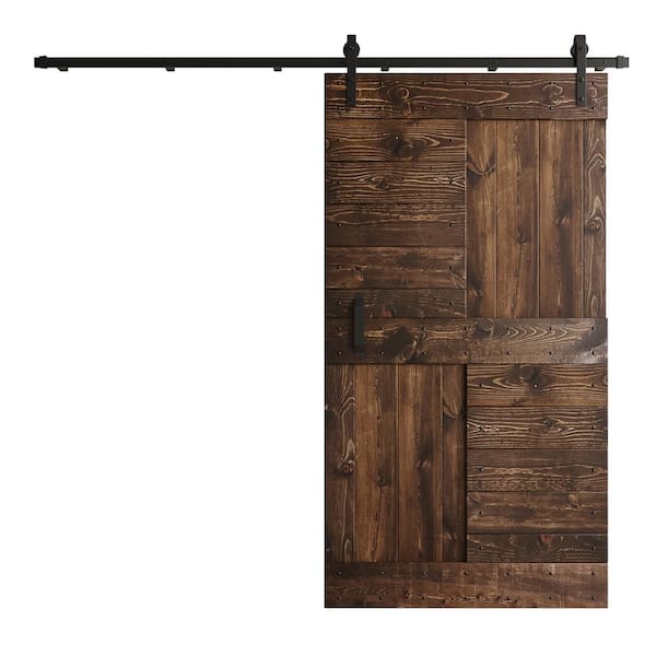 COAST SEQUOIA INC S Series 42 in. x 84 in. Kona Coffee DIY Knotty Wood Sliding Barn Door with Hardware Kit
