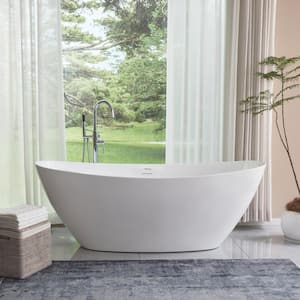 71 in. Acrylic Flatbottom Freestanding Bathtub in Pure White