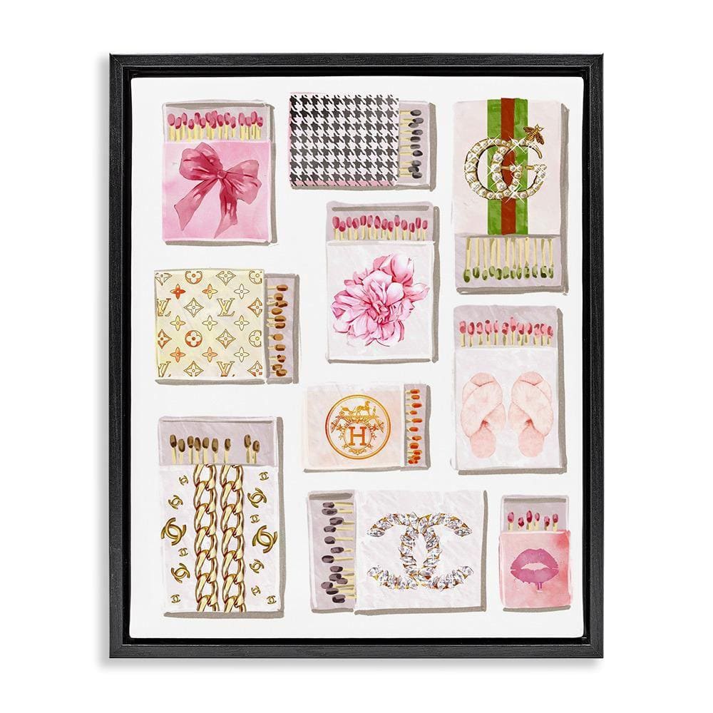 Glam Girl Matchboxes by Ziwei Li 1 Piece Black Floater Frame Abstract Graphic Art Print 21 in. x 17 in.