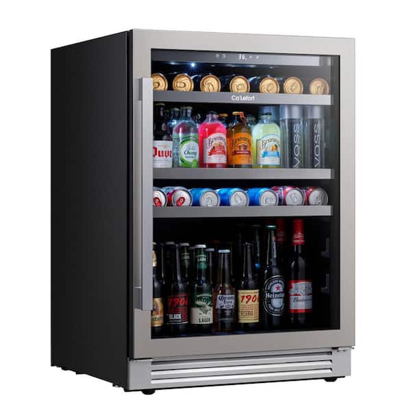 24 inch 220 Cans(12 oz.) Beverage Cooler Beer Drink Refrigerator Built-in or Under-Counter Fridge Quiet Compressor