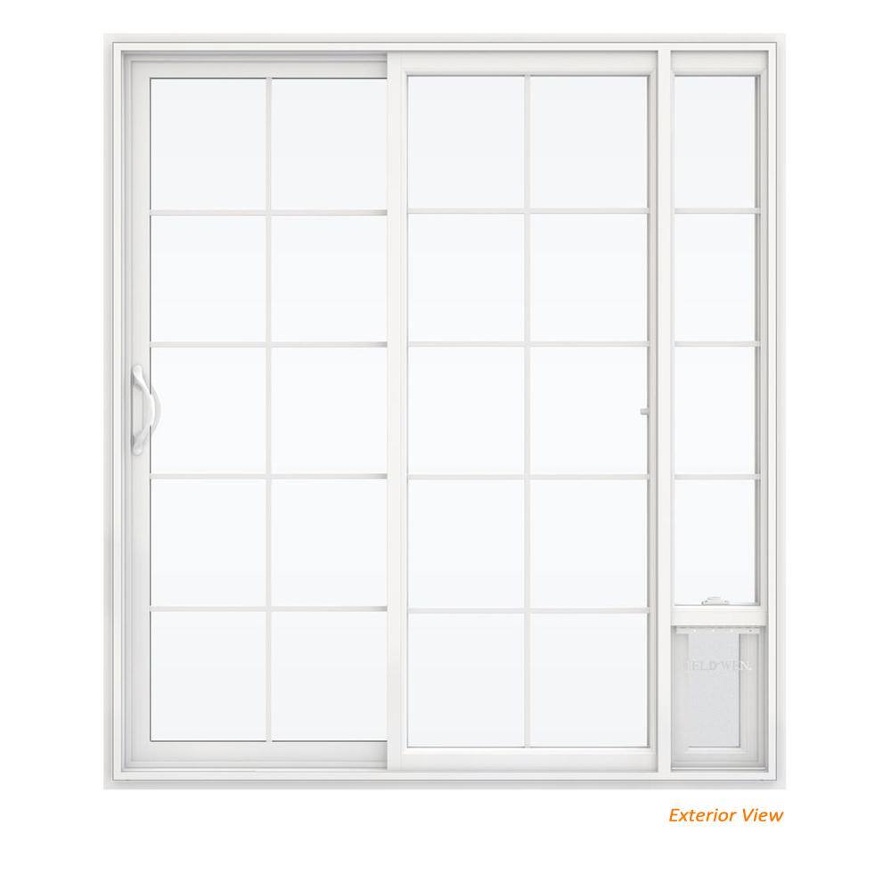 JELDWEN 72 in. x 80 in. V2500 White Vinyl Prehung Left Hand 15 Lite Sliding Patio Door with