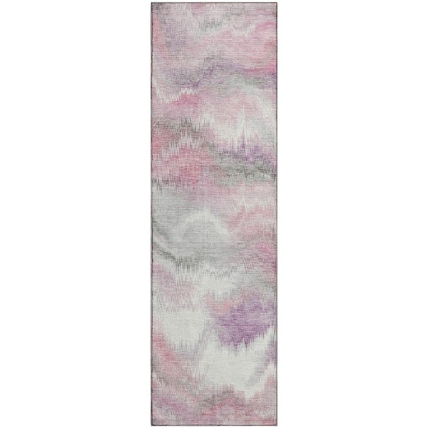 Mayfield Premium Machine Washable Abstract AMF2258 Blush 2 ft. x 7 ft. Runner Rug