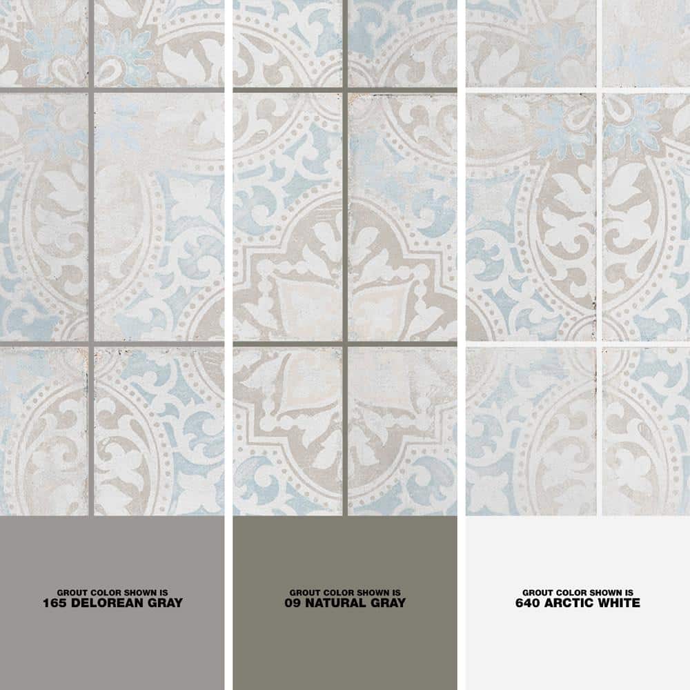 Barcelona 6" x 6" Beige and Blue Porcelain Patterned Tile