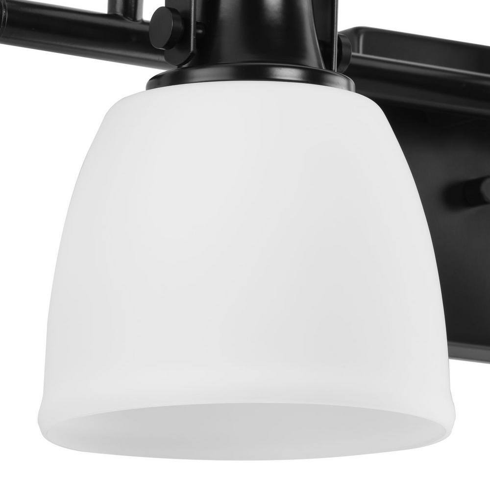 Matte Black 4-Light Vanity Fixture with Opal Glass Shades