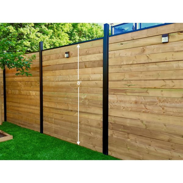 Slipfence 3 in. x 3 in. x 12 ft. 4 in. Black Powder Coated Aluminum Fence Post Includes Post Cap
