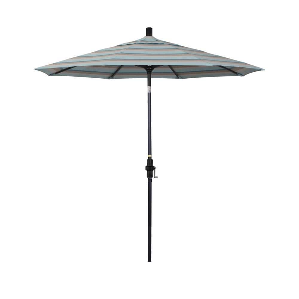 7.5 ft. Black Aluminum Market Patio Umbrella with Collar Tilt Crank Lift in Gateway Mist Sunbrella price history on PriceWatchPro