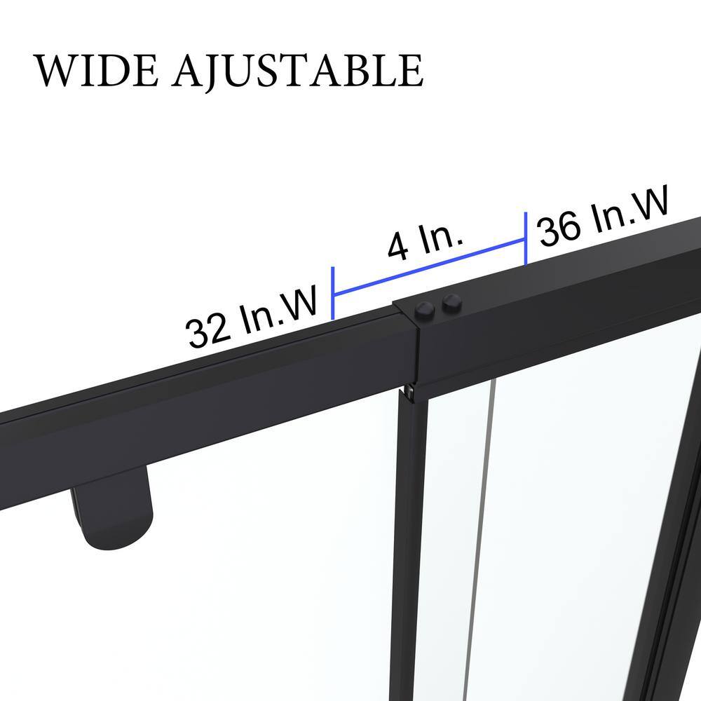 Matte Black 36'' x 72'' Pivot Shower Door with Clear Glass